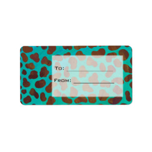 Étiquette Dalmatien Marron et Sarcelle avec Monogramme