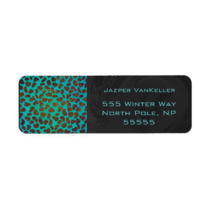 Étiquette Dalmatien Marron et Sarcelle avec Monogramme
