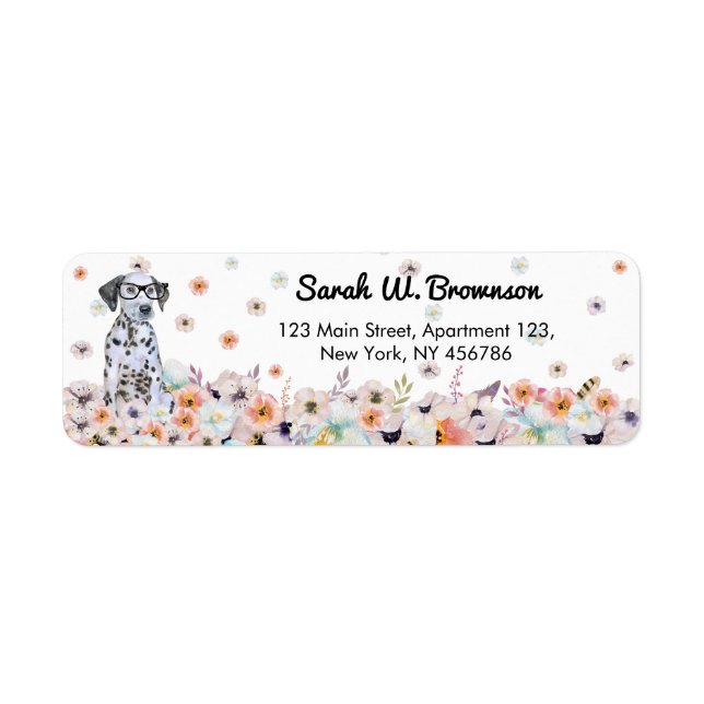 Étiquette Dalmatien qui porte des lunettes (Devant)