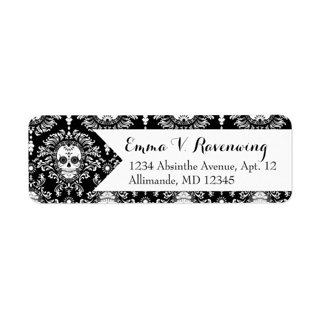 Étiquette Damas mortes - Crâne à sucre personnalisé Adresse  (Devant)