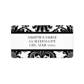 Étiquette Damas noir et blanc