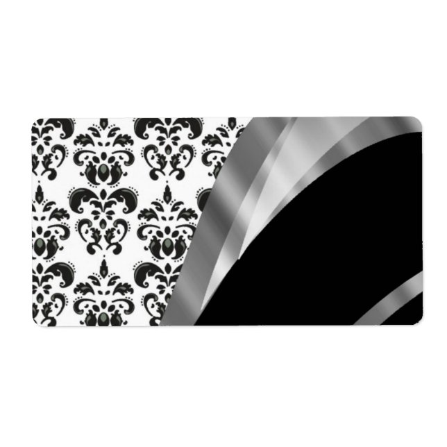 Étiquette Damas noir et blanc (Devant)