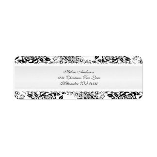 Étiquette Damas Vintage noir et blanc