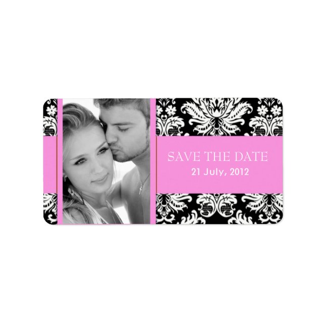 Étiquette Damask Photo Save The Date Labels (Devant)