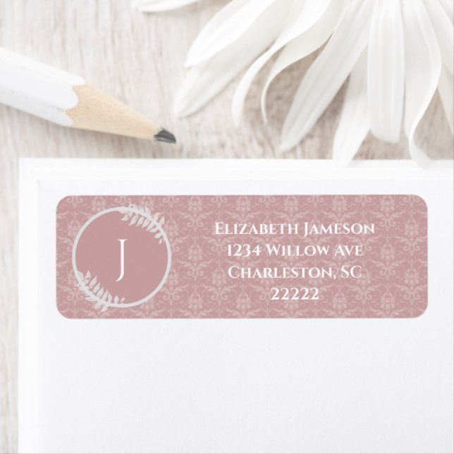 Étiquette Damask rose Elegant (En situation)