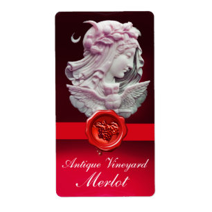 Étiquette DAME DE NUIT, OWL, ROUGE GRAPES CIEL Vin Mariage