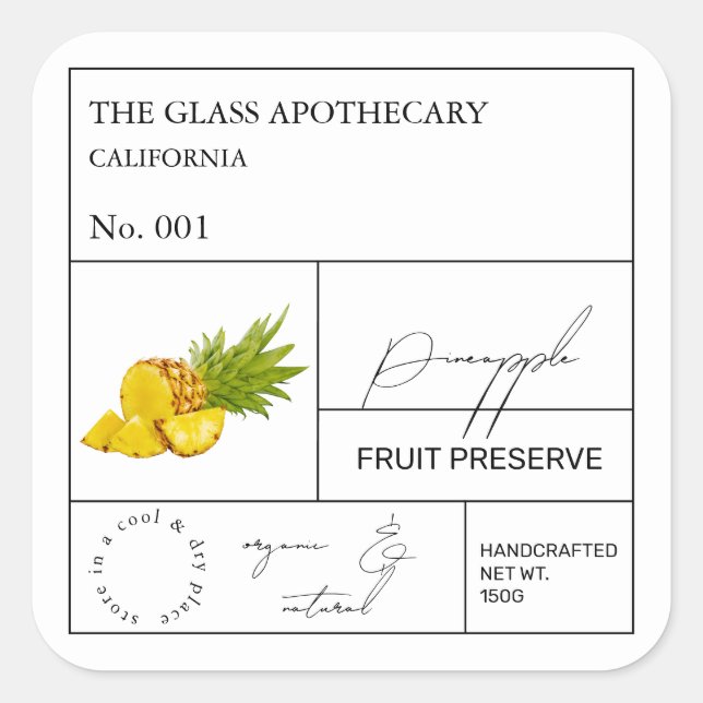 Étiquette d'ananas apothecaire (Devant)