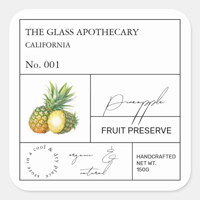 Étiquette d'ananas apothecaire (Devant)