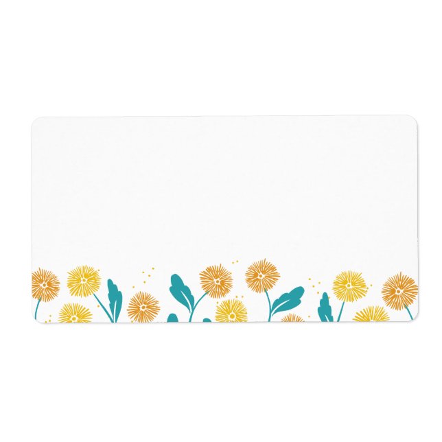 Étiquette Dandelion de printemps Fleurs et design Feuille (Devant)