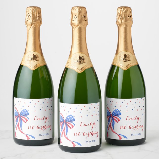 Étiquette d'anniversaire thème 4 juillet américain (Bouteilles)