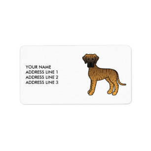 Étiquette Danois bringé Dessin animé mignon Chien & Texte