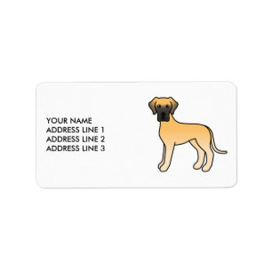 Étiquette Danois fauve Chien de dessin animé mignon & Texte