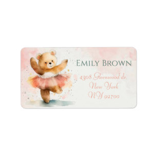 Étiquette Danse de l'ours petit ballerine couleur rose