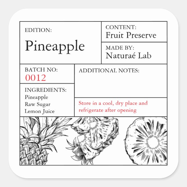 étiquette d'Apothicairerie Ananas Noir & Blanc (Devant)