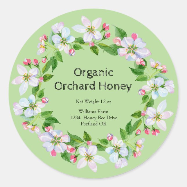 Étiquette d'aquarelle Honey Jar | Orchard Honey (Devant)