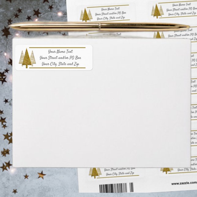Étiquette d'arbres de Noël or et blanc (Créateur téléchargé)
