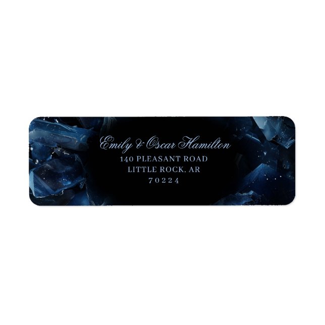 Étiquette Dark Blue Boho Witch Crystals Black Return Address (Devant)
