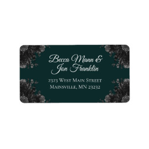 Étiquette Dark Green Black Grey Rose Gothique Adresse de ret