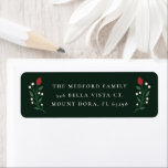 Étiquette Dark Green Elegant Floral Christmas Retour Adresse<br><div class="desc">Ces belles étiquettes d'adresse de retour de vacances présentent des fleurs dessinées à la main dans les couleurs traditionnelles de Noël de rouge, vert et ivoire sur un arrière - plan vert foncé. Ces charmants étiquettes vont avec de nombreux styles de vacances - rustique, traditionnel, contemporain, vintage, ou ferme. *Illustration...</div>