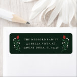 Étiquette Dark Green Elegant Floral Christmas Retour Adresse<br><div class="desc">Ces belles étiquettes d'adresse de retour de vacances présentent des fleurs dessinées à la main dans les couleurs traditionnelles de Noël de rouge, vert et ivoire sur un arrière - plan vert foncé. Ces charmants étiquettes vont avec de nombreux styles de vacances - rustique, traditionnel, contemporain, vintage, ou ferme. *Illustration...</div>