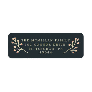 Étiquette Dark Green Gilded Floral Christmas Retour Adresse