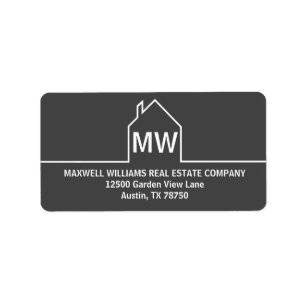 Étiquette Dark Grey Real Estate Company House Adresse de ret