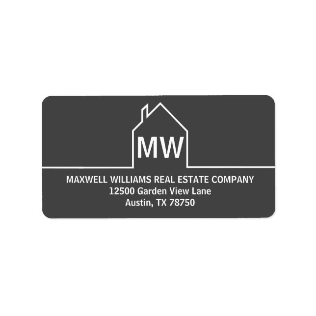 Étiquette Dark Grey Real Estate Company House Adresse de ret (Devant)