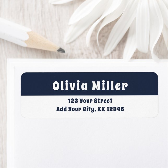 Étiquette Dark Midnight Blue - Bold Retro Address Label (En situation)
