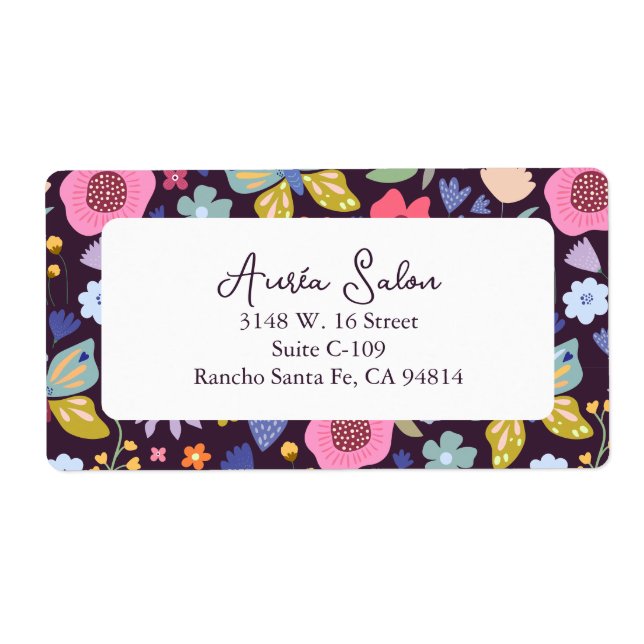 Étiquette Dark Plum and Florals Business Shipping Label (Devant)