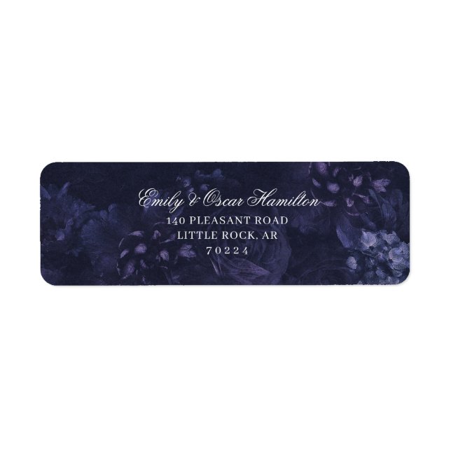 Étiquette Dark Purple Floral Gothic Boho Return Address (Devant)