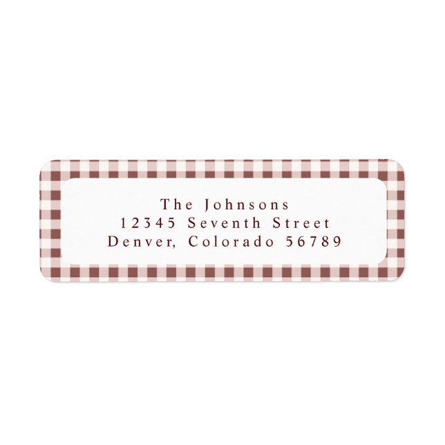 Étiquette Dark Red Gingham Plaid Custom (Devant)