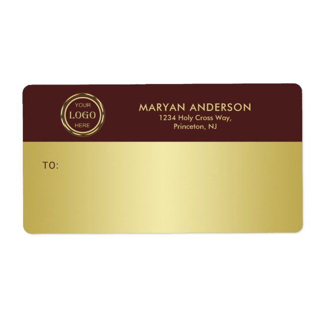 Étiquette Dark-red gold design,Logo or Photo in gold circle, (Devant)