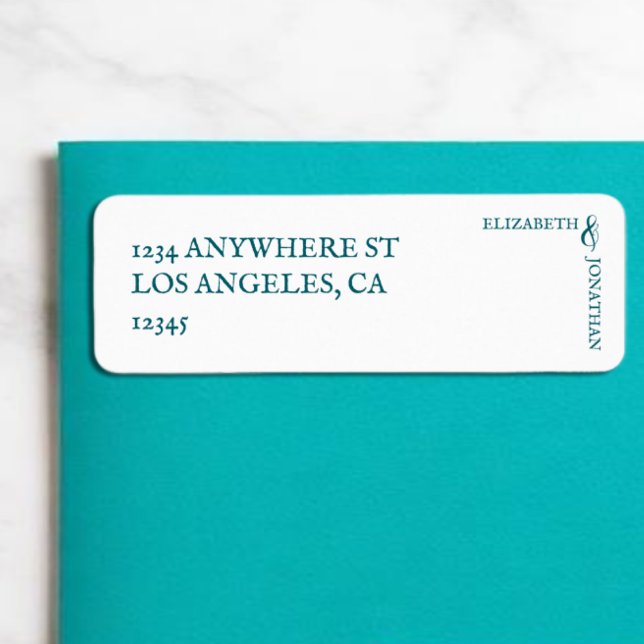 Étiquette Dark Teal Modern Typography Wedding (Créateur téléchargé)