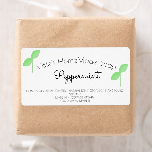 Étiquette d'art commercial de savon biologique (En situation)