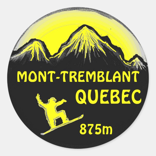 Étiquette d'art en snowboard jaune du Québec Mont  (Devant)