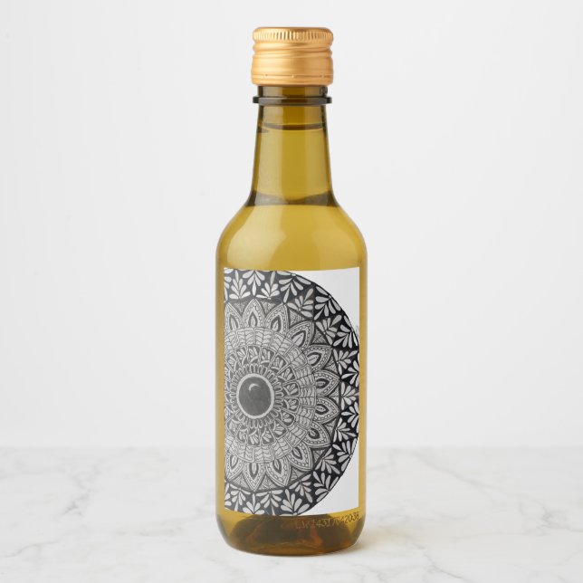 étiquette d'art mandala de bouteille de vin miniat (Devant)
