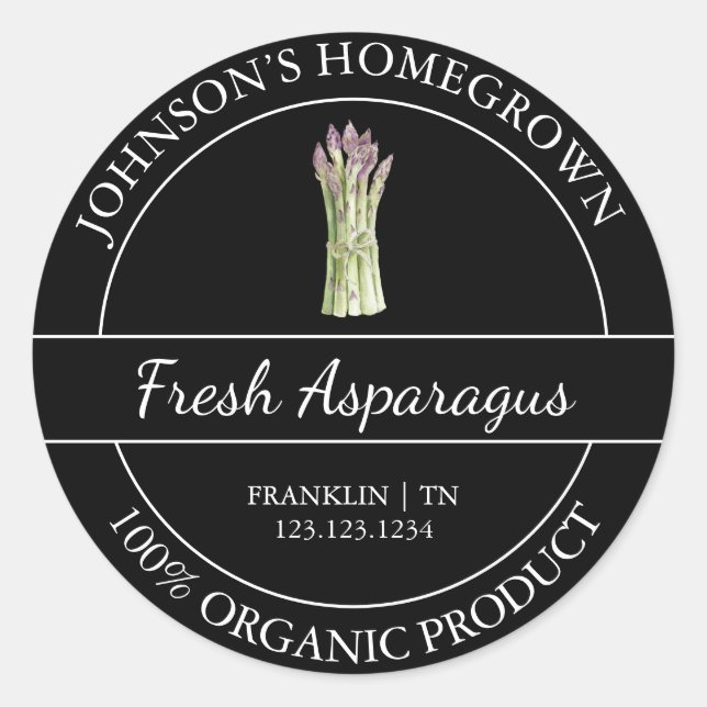 Étiquette d'Asperges bio frais du jardin (Devant)