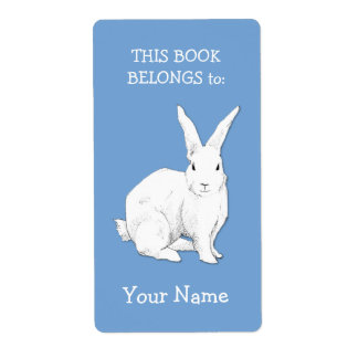 Étiquette d'assiette bleu lapin