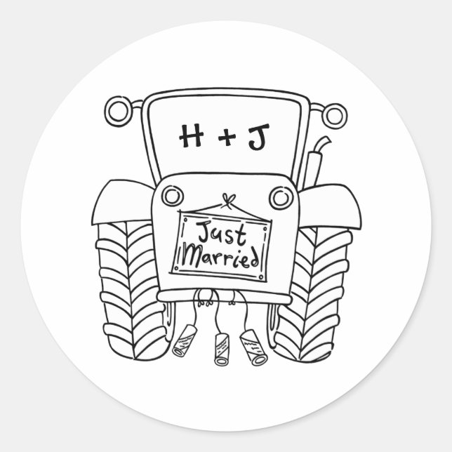 Étiquette d'autocollant de mariage campagnard Trac (Devant)