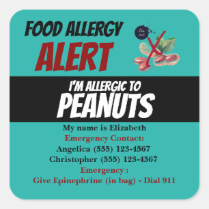 Étiquette d'avertissement d'alerte d'allergie alim