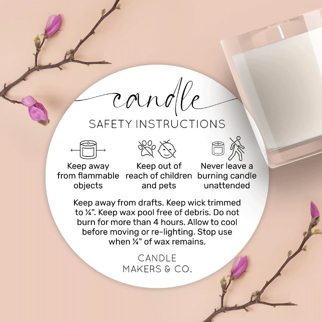 Étiquette d'avertissement de bougie Script moderne (Créateur téléchargé)