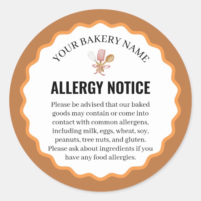 Étiquette d'avis d'allergie aux ustensiles de boul (Devant)