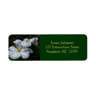 Étiquette de adresse à fleurs Clematis blanches