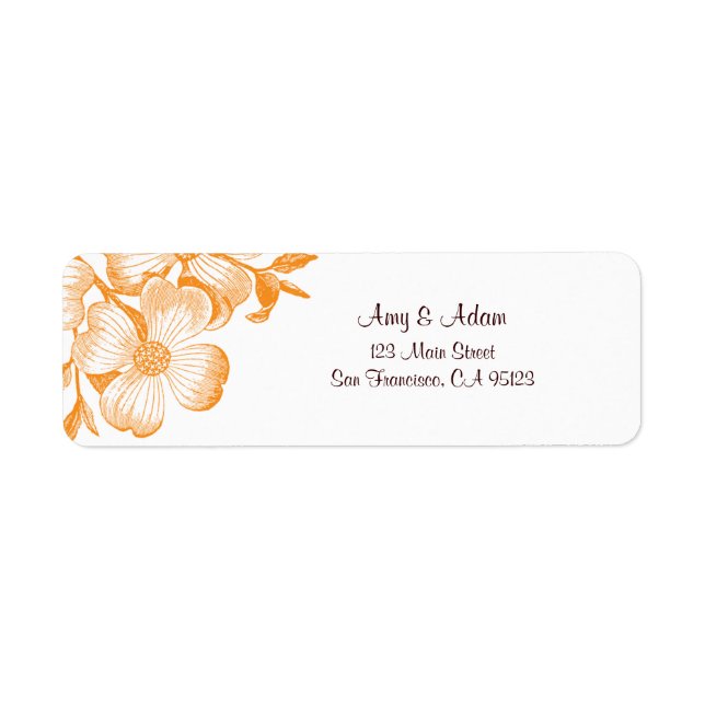 Étiquette de adresse à fleurs de Dogwood orange (Devant)