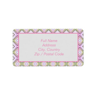 Étiquette de adresse à motifs gris rose et citron