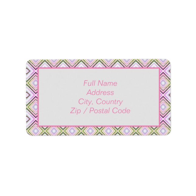 Étiquette de adresse à motifs gris rose et citron  (Devant)