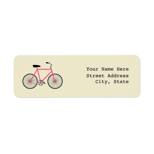 Étiquette de adresse à vélo rose chaud (Devant)
