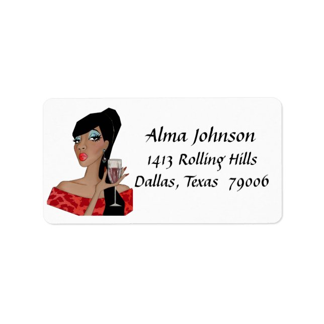 étiquette de adresse "African American Wine Diva" (Devant)