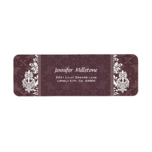 Étiquette de adresse AMORTI de mariage damassé d