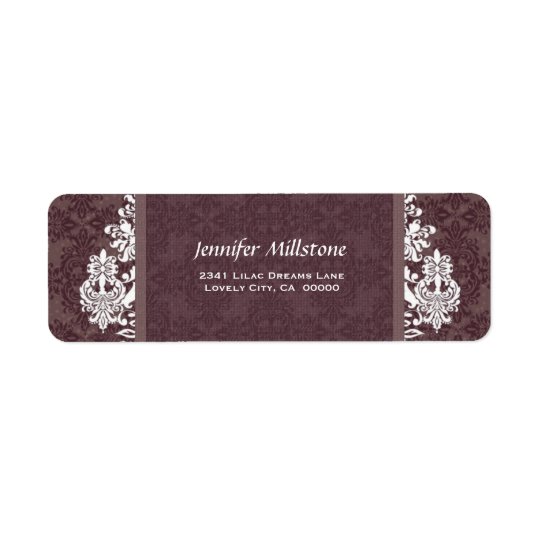 Étiquette de adresse AMORTI de mariage damassé de